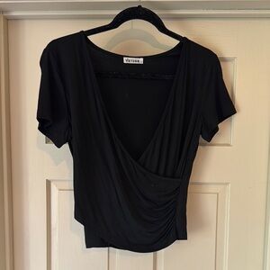 Never worn! Black Wrap Fitted Cropped Short Sleeve